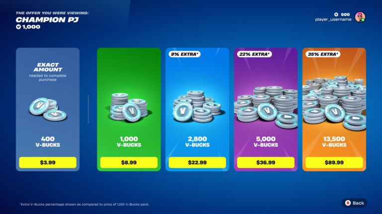 Epic Games внедряет функцию точной покупки В-Баксов для более удобных транзакций