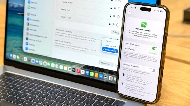 macOS Tahoe 26 упрощает автоматическое подключение к вашему iPhone в качестве точки доступа