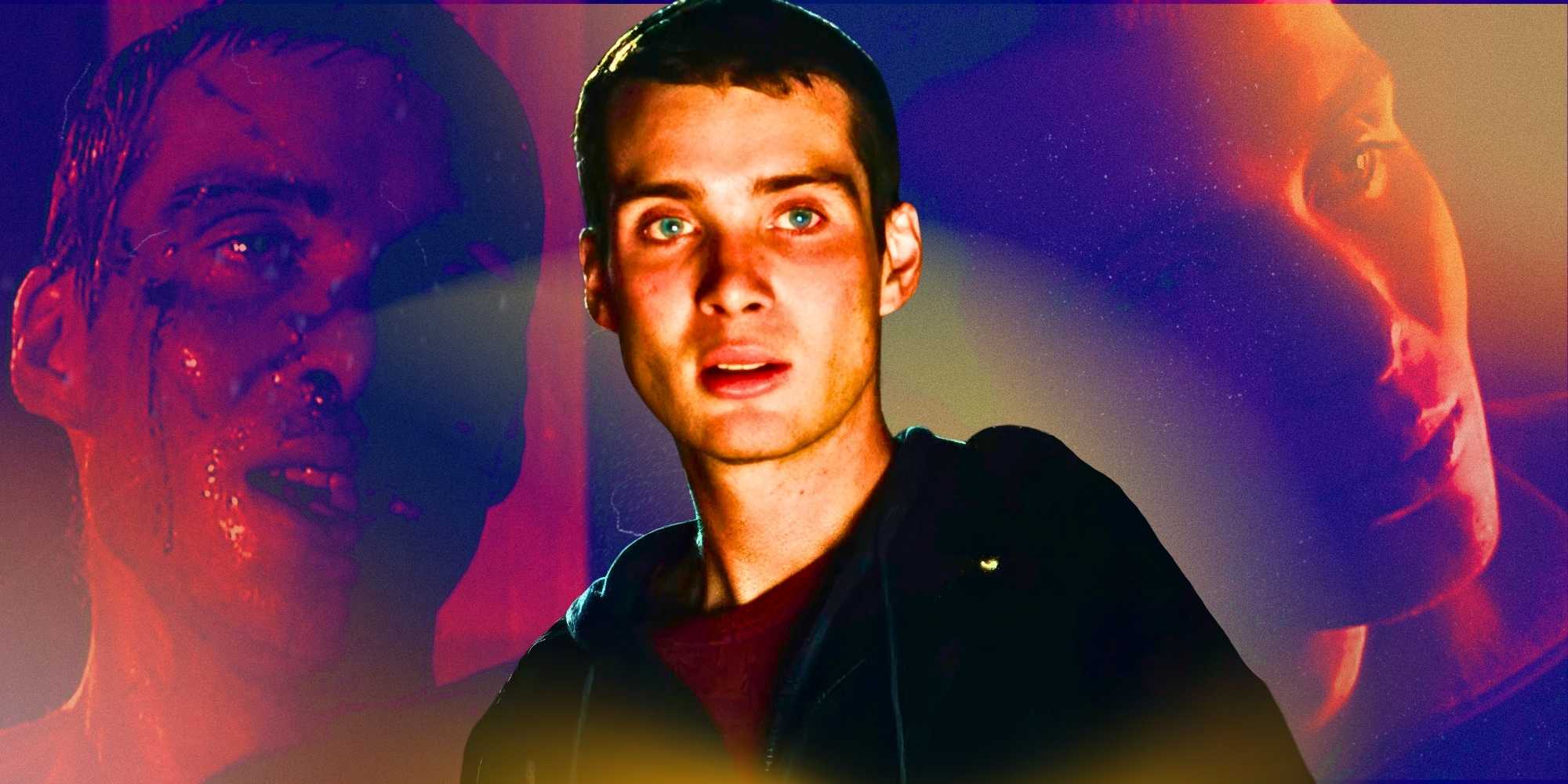 Коллаж с Киллианом Мерфи в роли Джима в *28 Days Later*