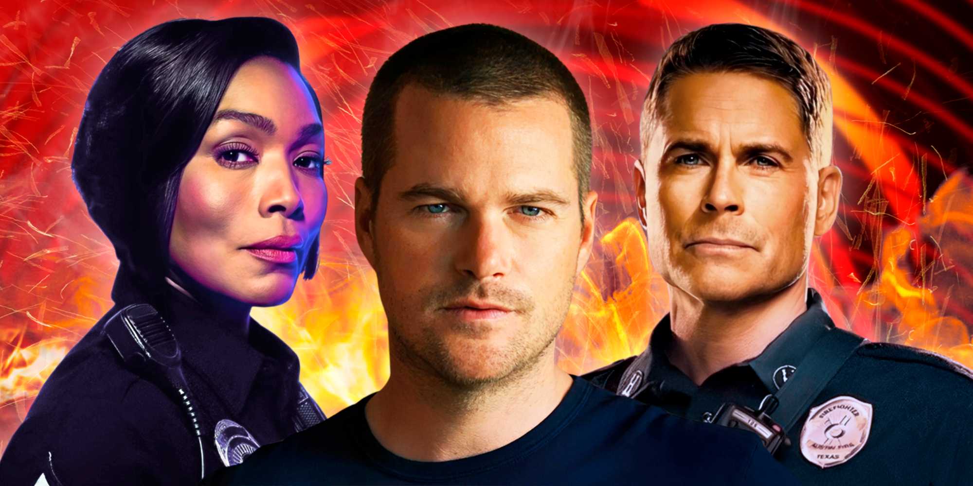 9-1-1 - О'Доннелл в центре, с Бассеттом и Лоу