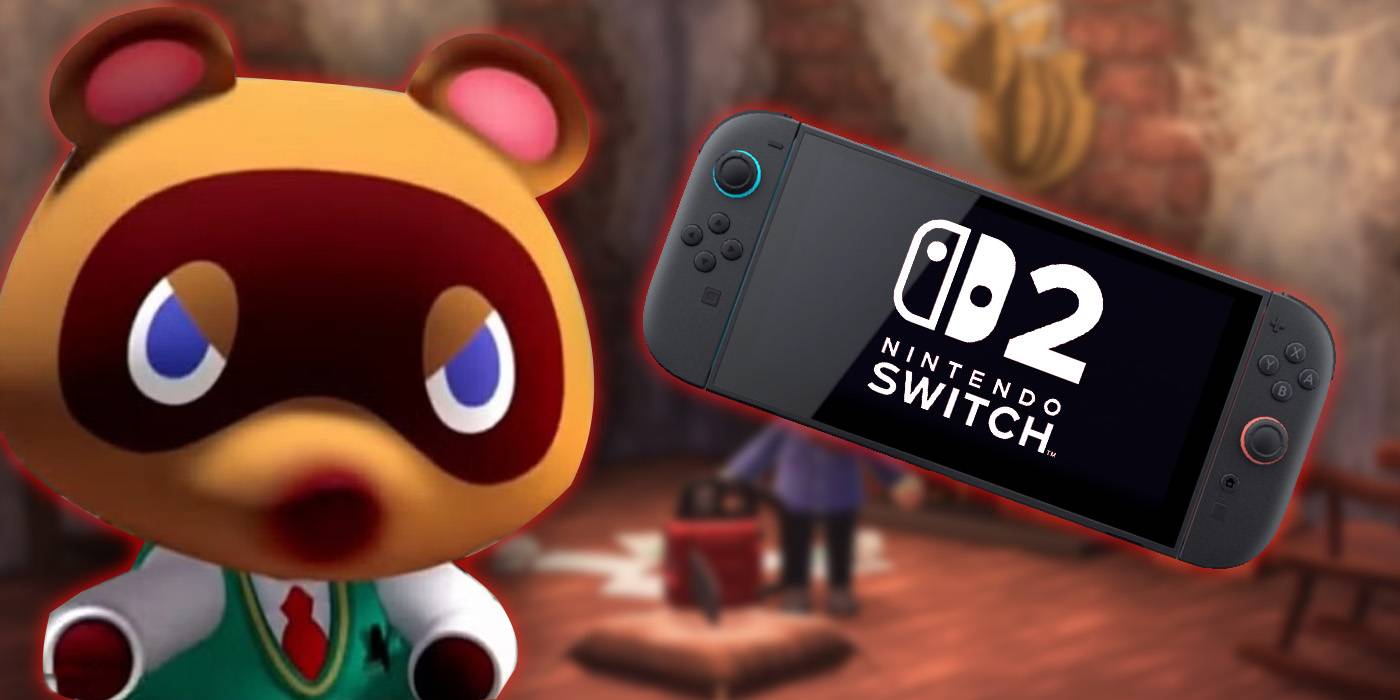 Том Нок из Animal Crossing: New Horizons рядом с Nintendo Switch 2.
