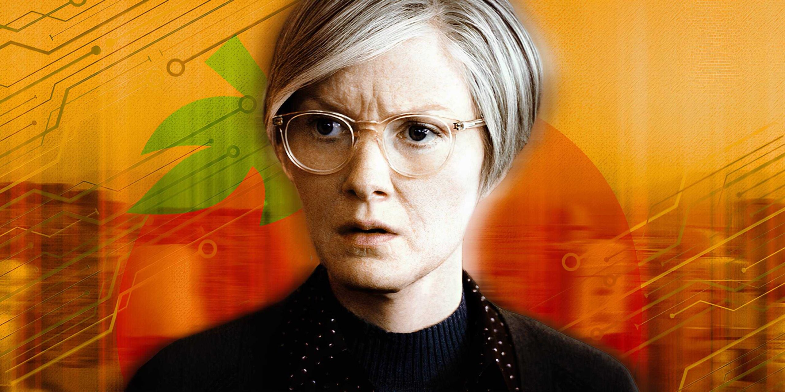 Настраиваемое изображение Венн Шмидт в роли Марго Мэдисон в *For All Mankind* на фоне логотипа Rotten Tomatoes