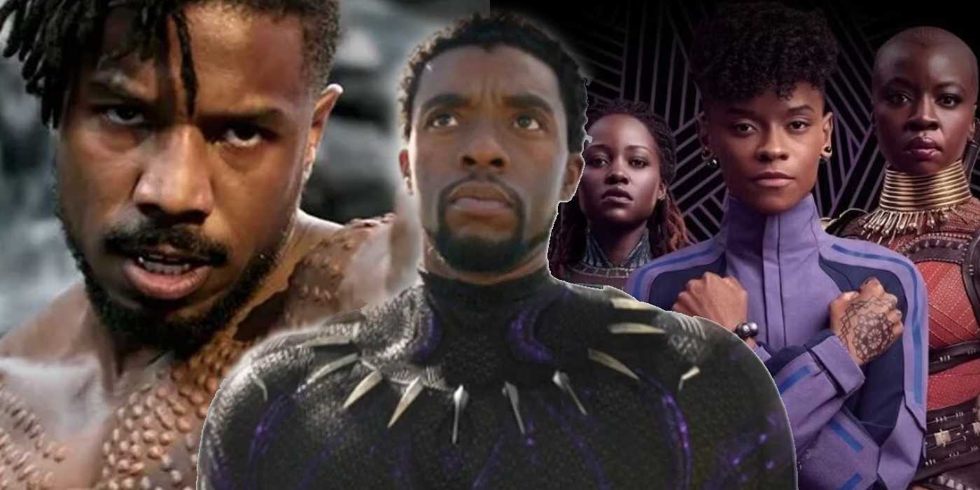 Killmonger, Black Panther, Nakia, Shuri, and Okoye