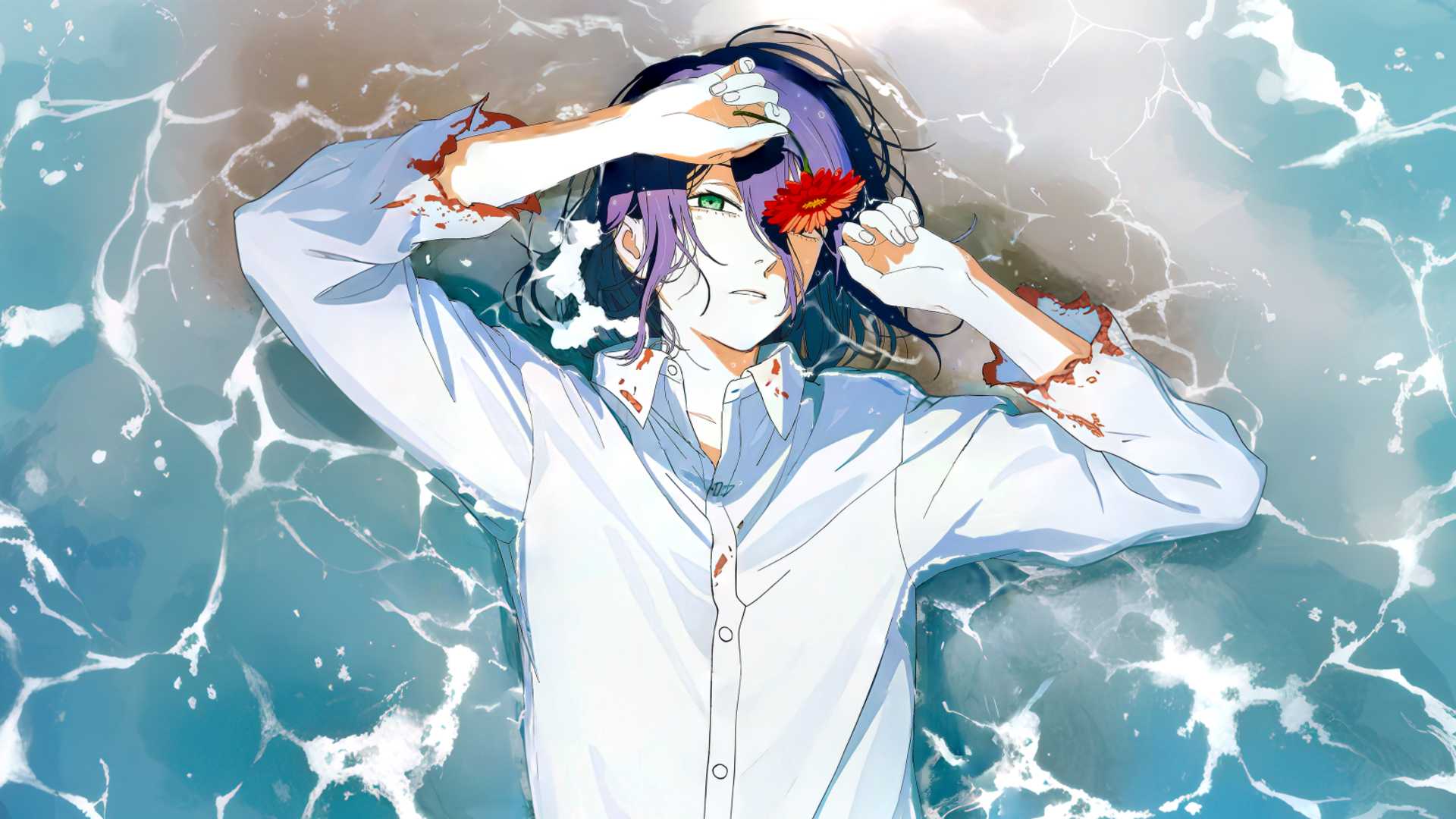 Reze держит цветок на рекламном постере для фильма "Чейнсоу Мэн" – Арк Reze.