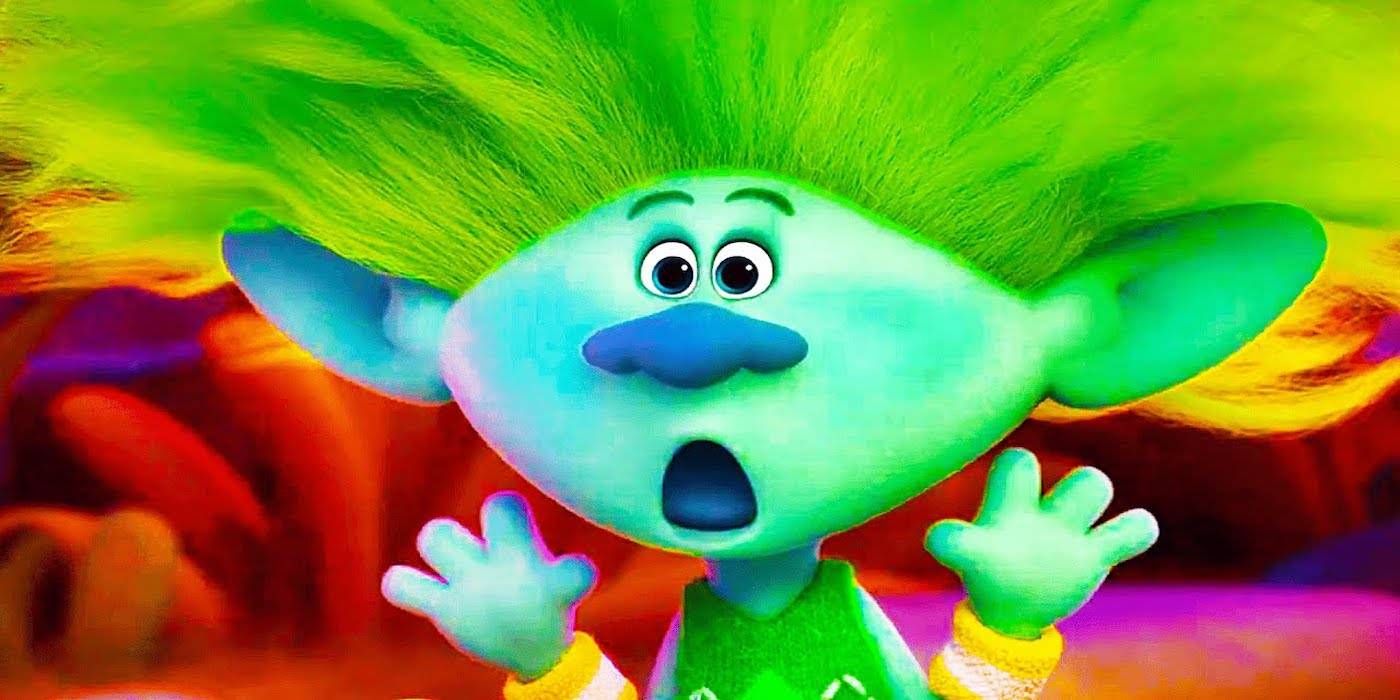 Клей, выглядящий удивленным в *Trolls Band Together*