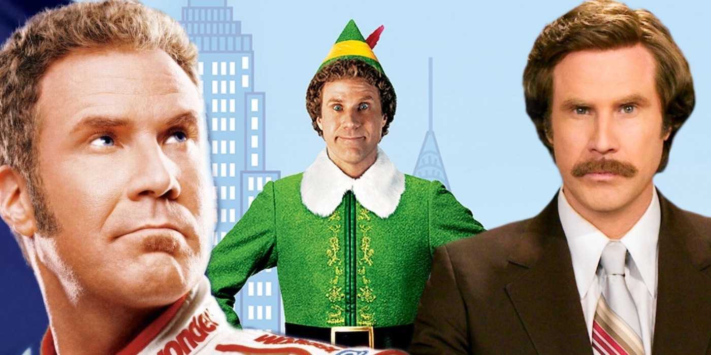 Коллаж с Уиллом Ферлом в "Talladega Nights", "Elf" и "Anchorman"