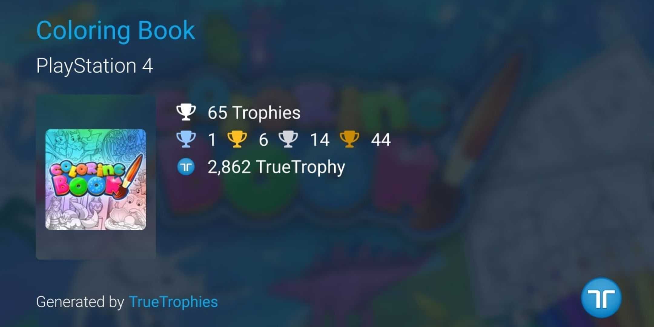 Трофей для игры "Coloring Book" на PlayStation от TrueTrophies