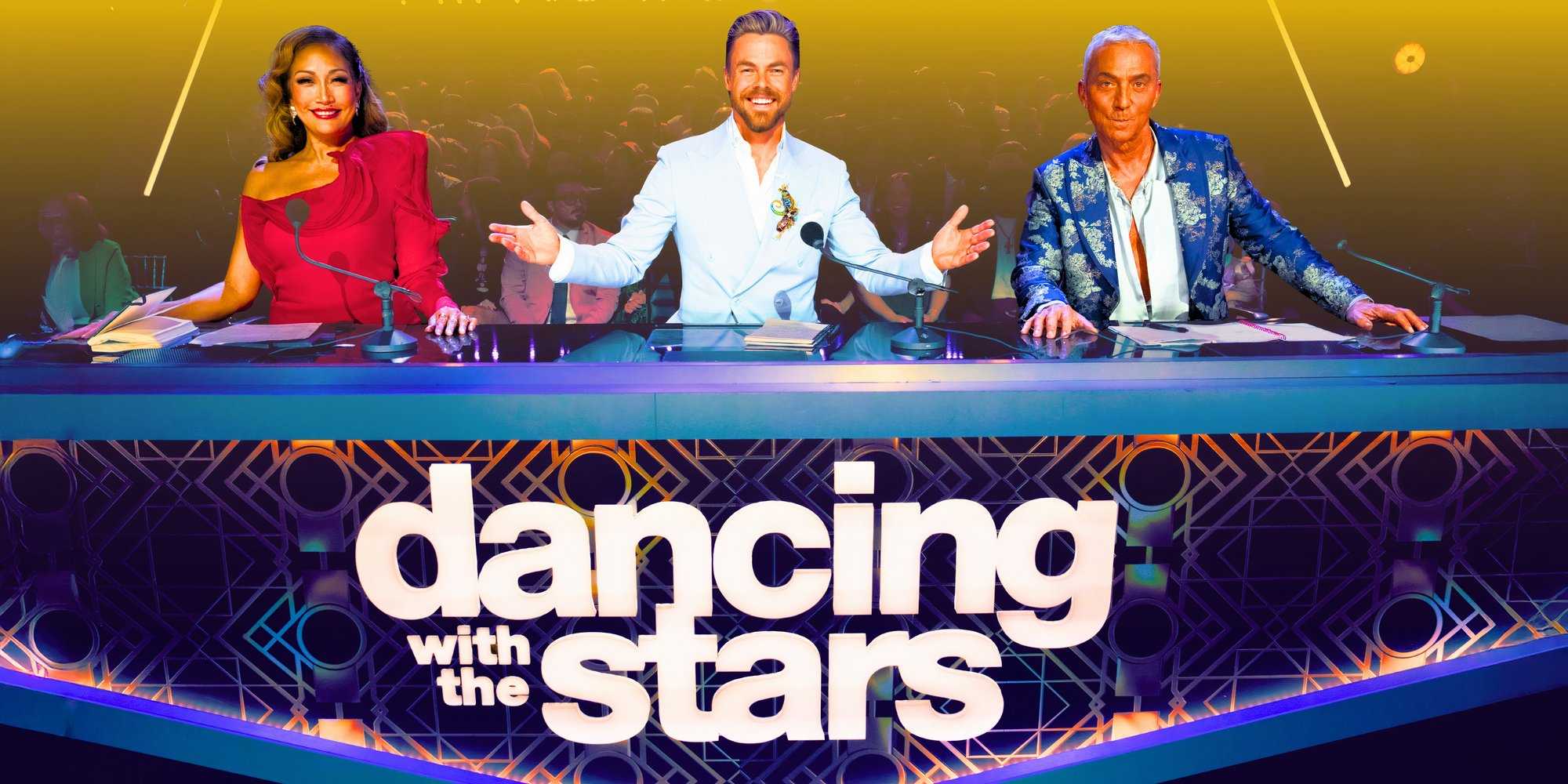Судьи шоу "Dancing With The Stars" 33-го сезона: Кэрри Энн, Дерек Хоу и Бруно за столом судей "Dancing With The Stars"