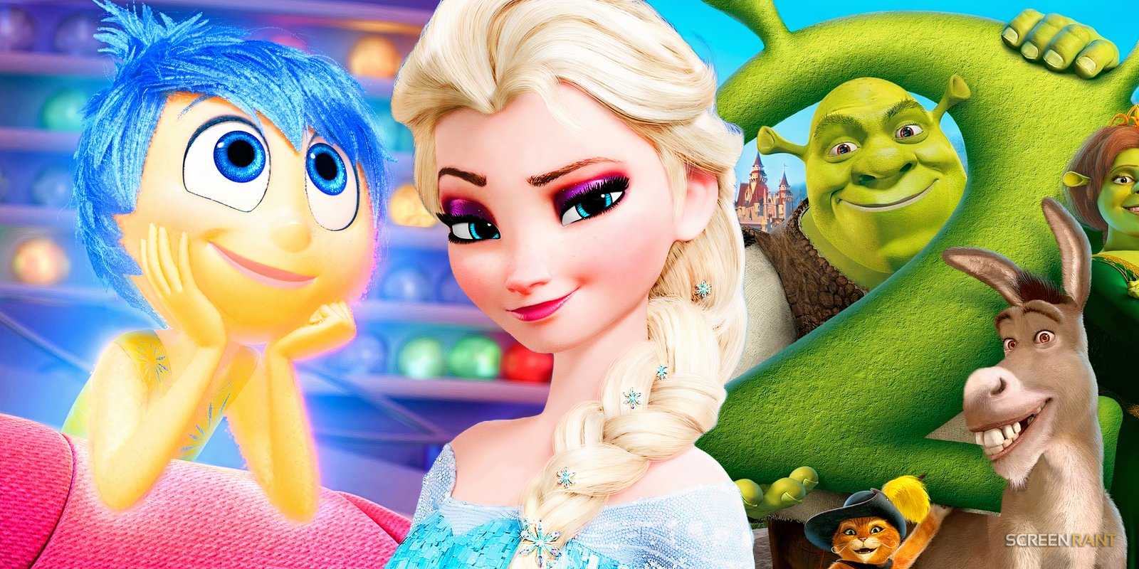 Inside Out 2, Frozen, and Shrek 2