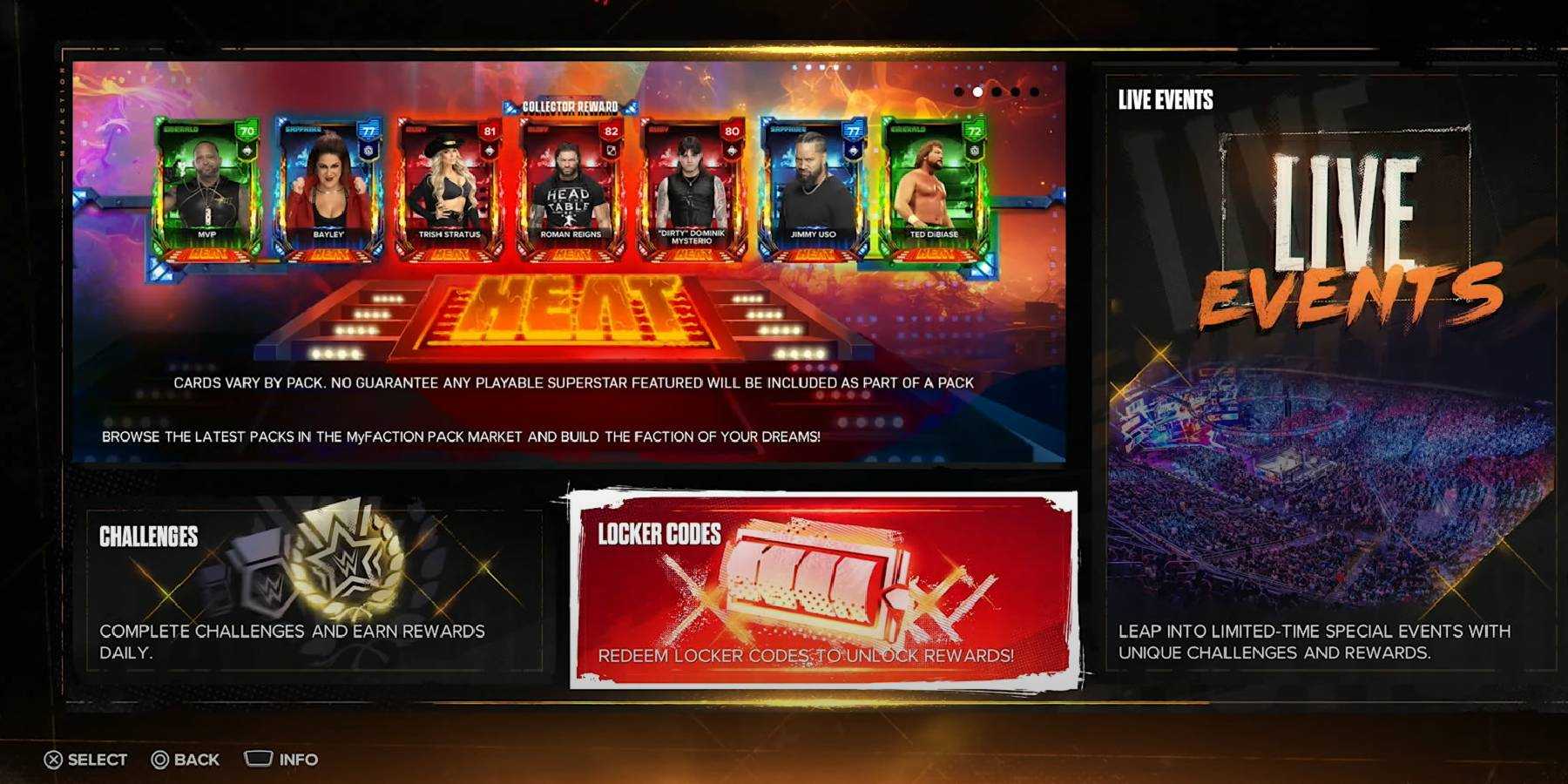 Магазин WWE 2K24 в игре с опцией "Коды Locker" для получения бесплатных наград