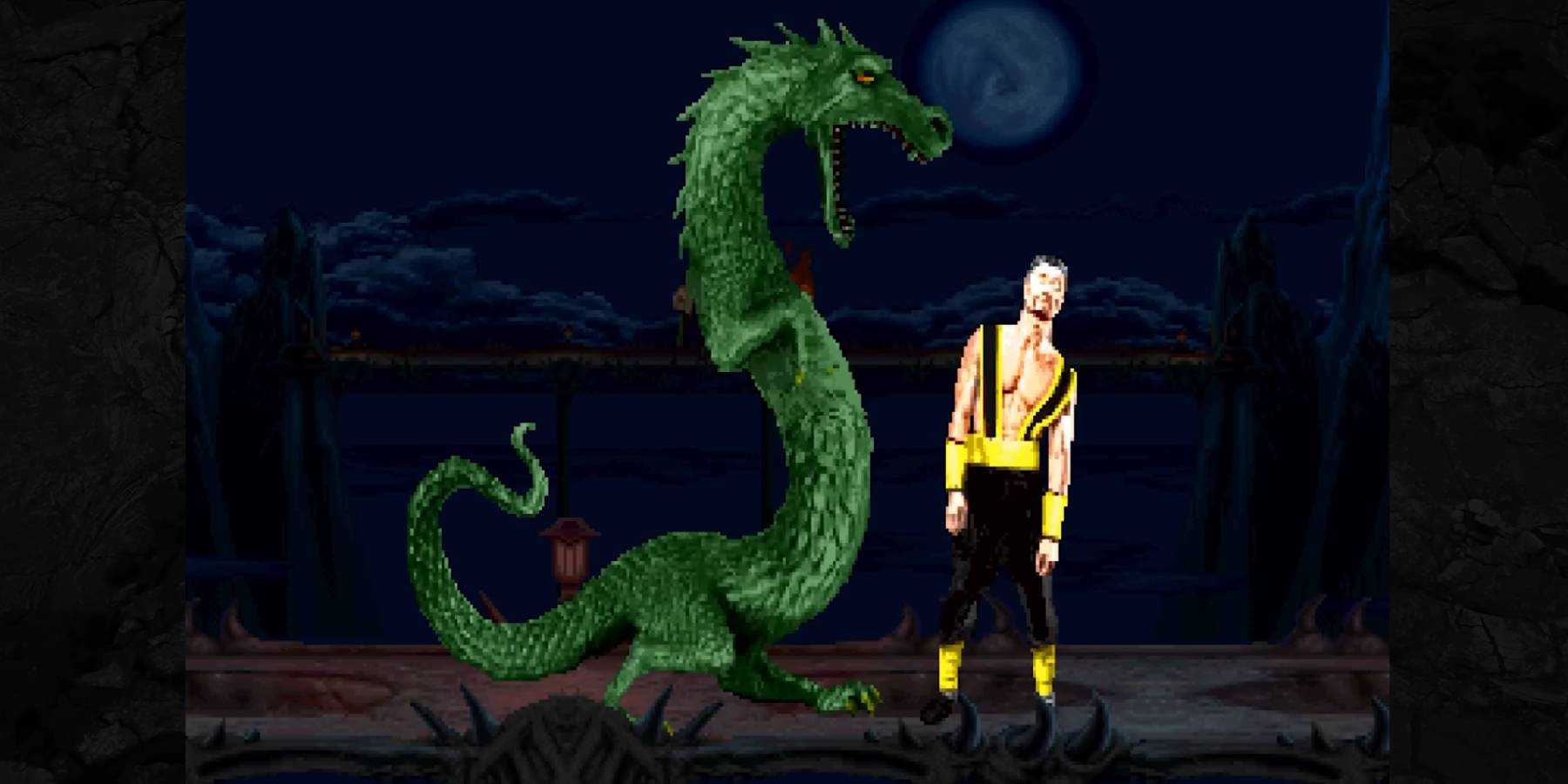 Liu Kang из Mortal Kombat Legacy Kollection использует драконий Fatality, чтобы победить Shang Tsung в MK2