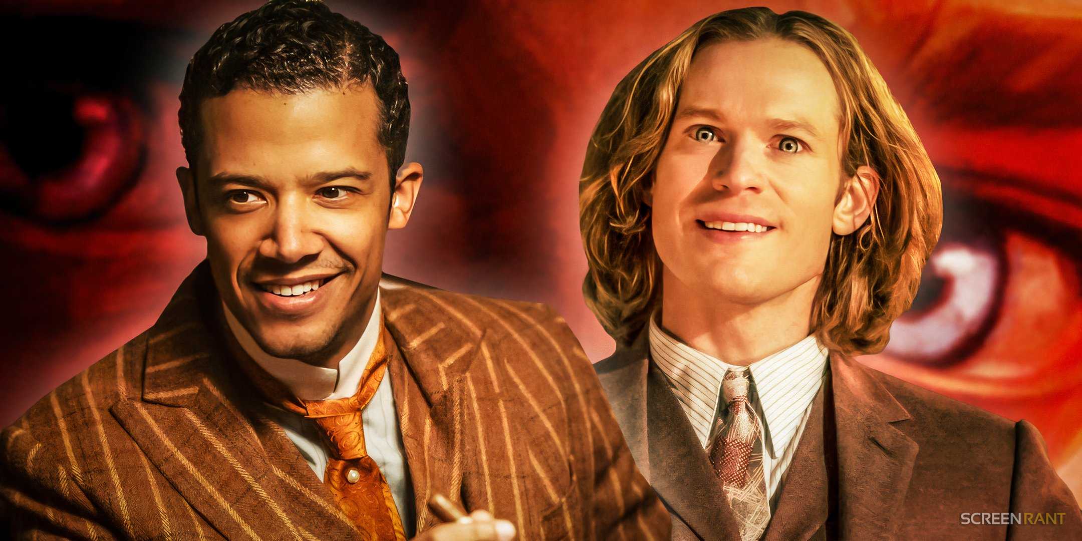 Джейкоб Андерсон в роли Луи де Пуанте де Лак и Сэм Райд в роли Леста де Лионкур из сериала "Беседа с вампиром"