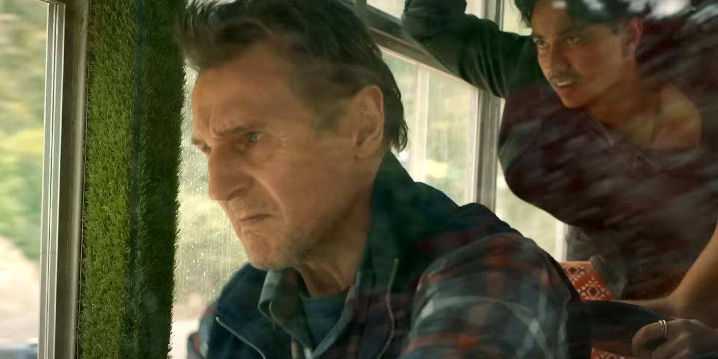 Лиам Несон за рулем автобуса в Ice Road Vengeance