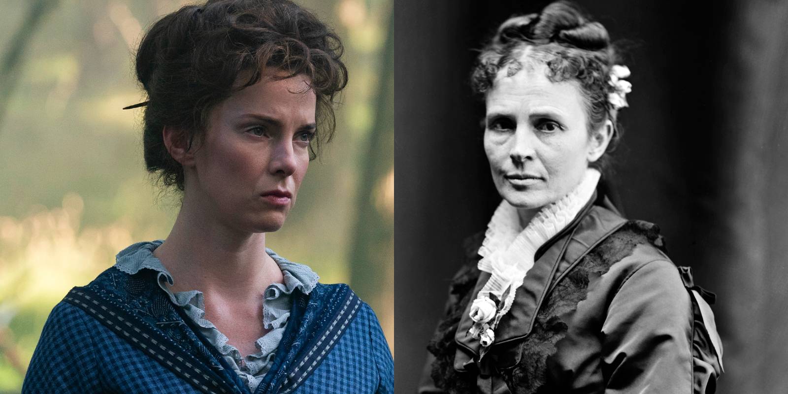 Лукреция Гарфилд в фильме "Death by Lightning" рядом с реальной первой леди