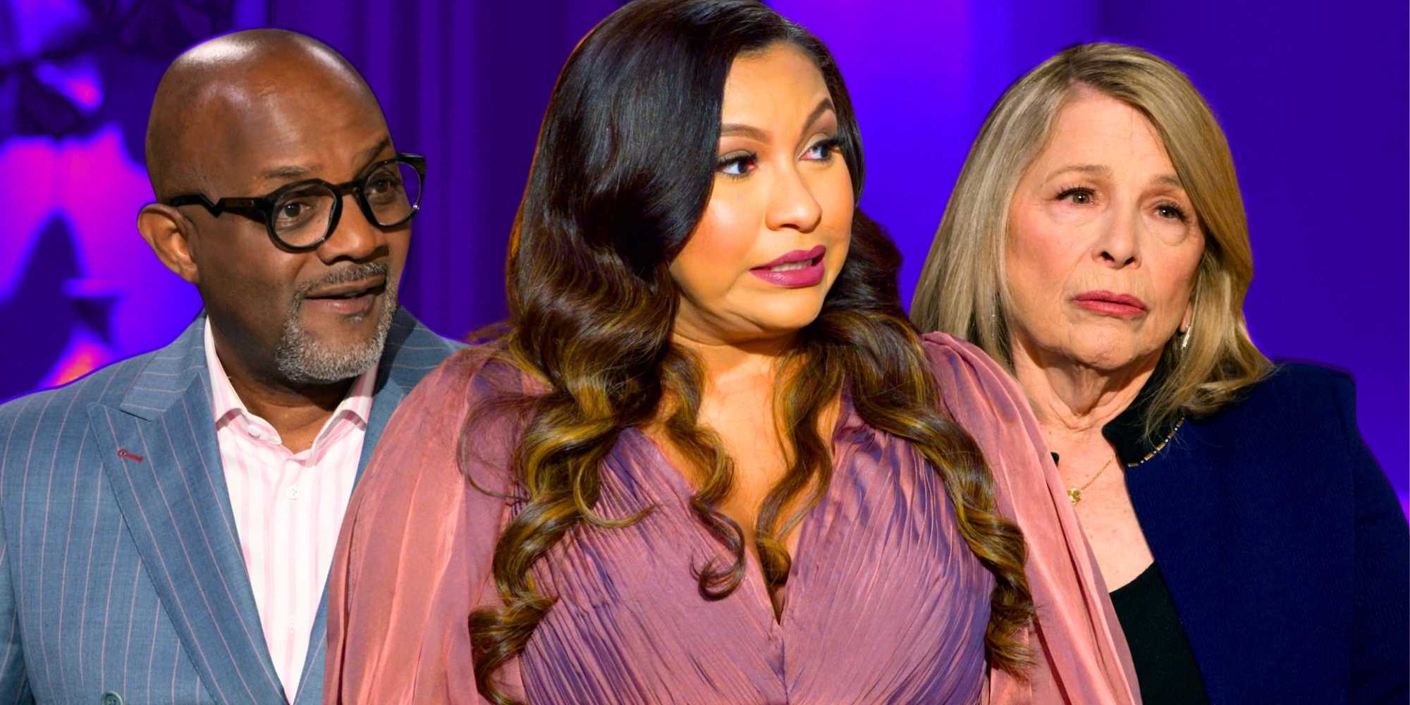 Эксперты шоу "Married at First Sight": пастор Кал, доктор Пиа и доктор Пеппер в рядом расположенных фотографиях с разными выражениями лица