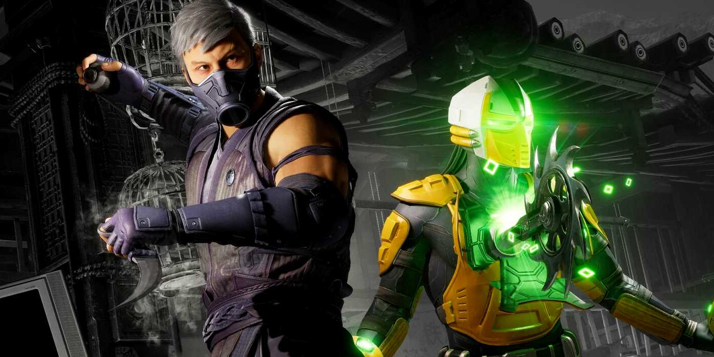 Smoke и Cyrax стоят рядом после победы в Mortal Kombat 1