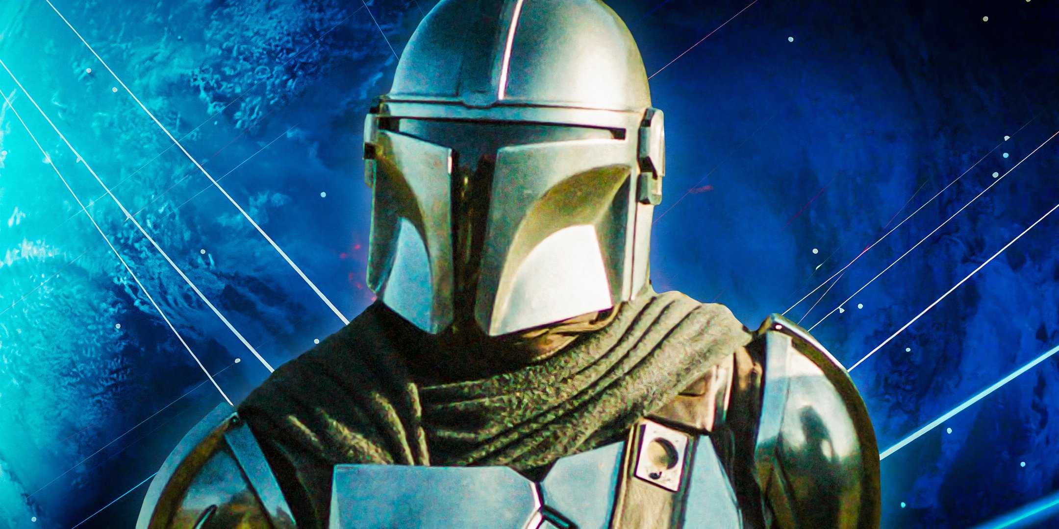 Джин Д'жарин (Педро Паскаль) смотрит в небо в 2 сезоне "Мандалорца", с использованием изображения Неварро, как в "Звездных войнах".