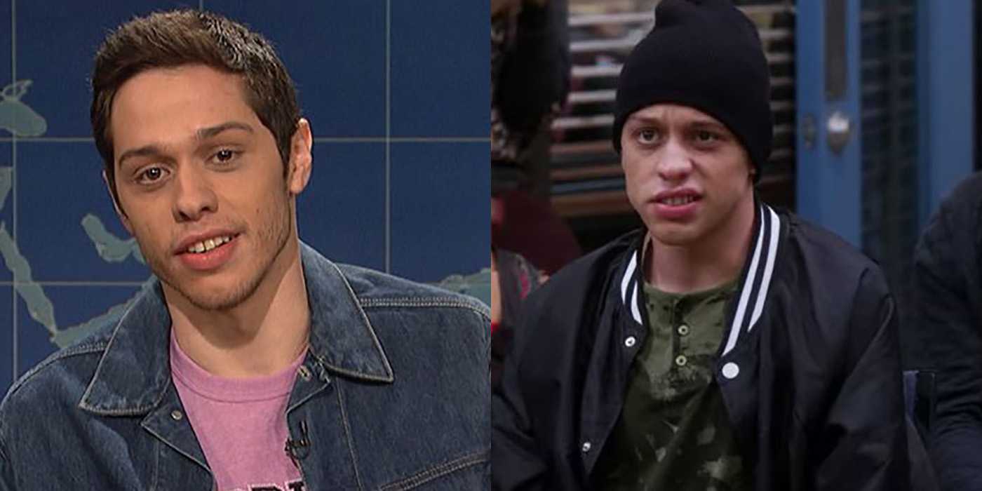 Разделенное изображение Пете Дэвидсона на SNL и в Brooklyn Nine-Nine.
