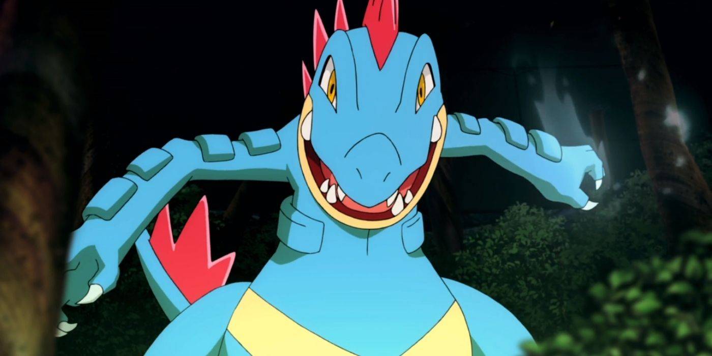 Feraligatr, готовящийся атаковать в аниме Pokémon