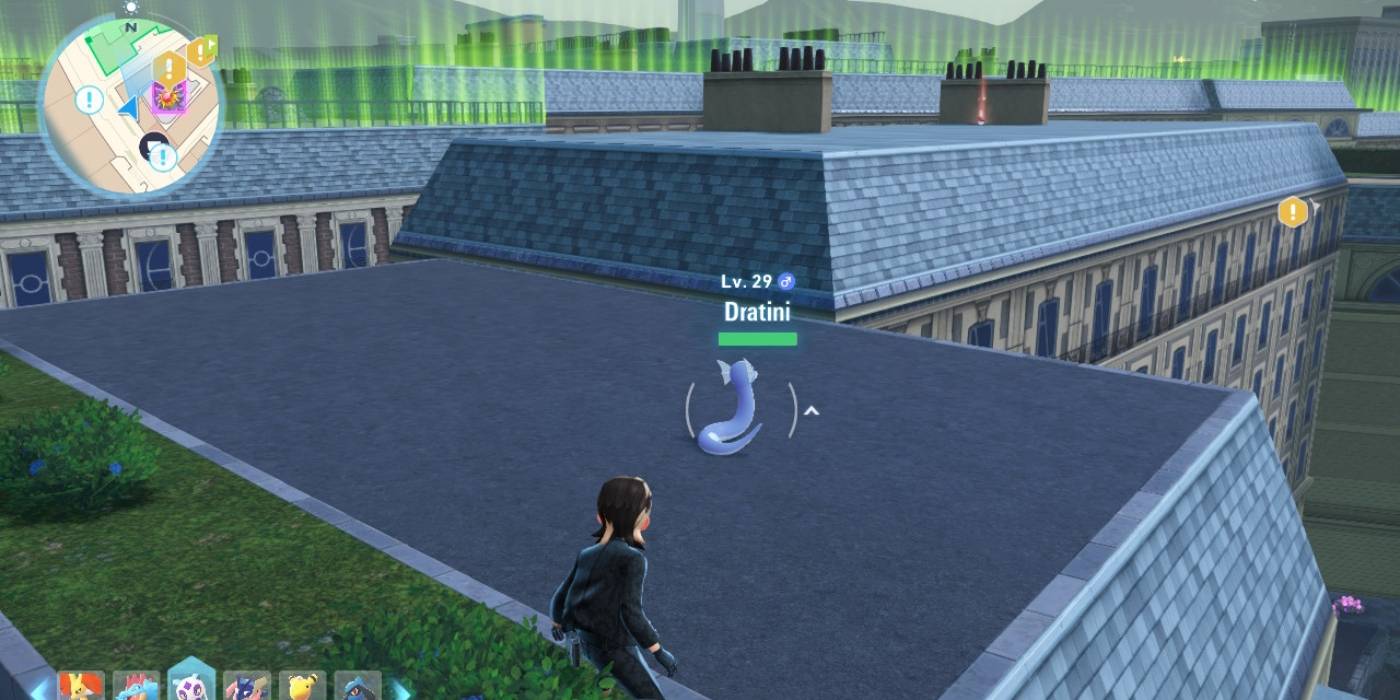 Тренер подходит к Dratini в Lumiose City в Pokemon Legends Z-A.