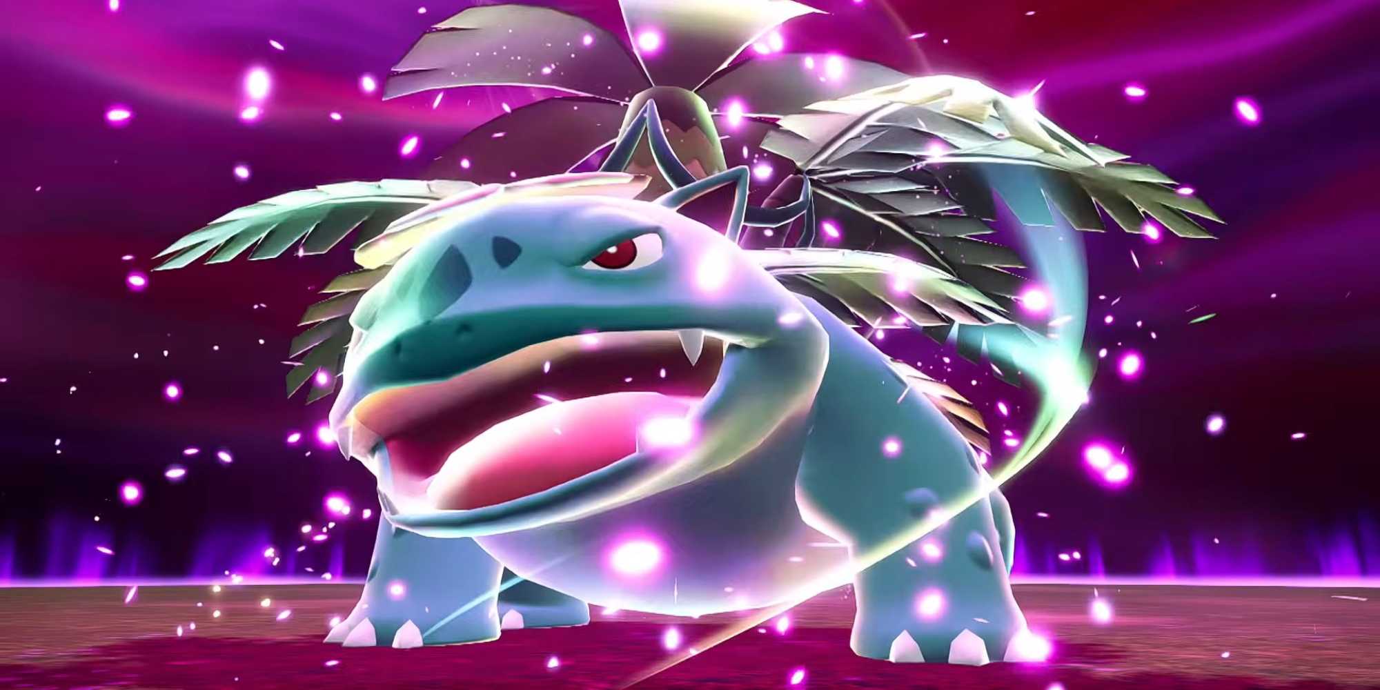 Рogue Mega Venusaur рычит в бою в Pokemon Legends Z-A.