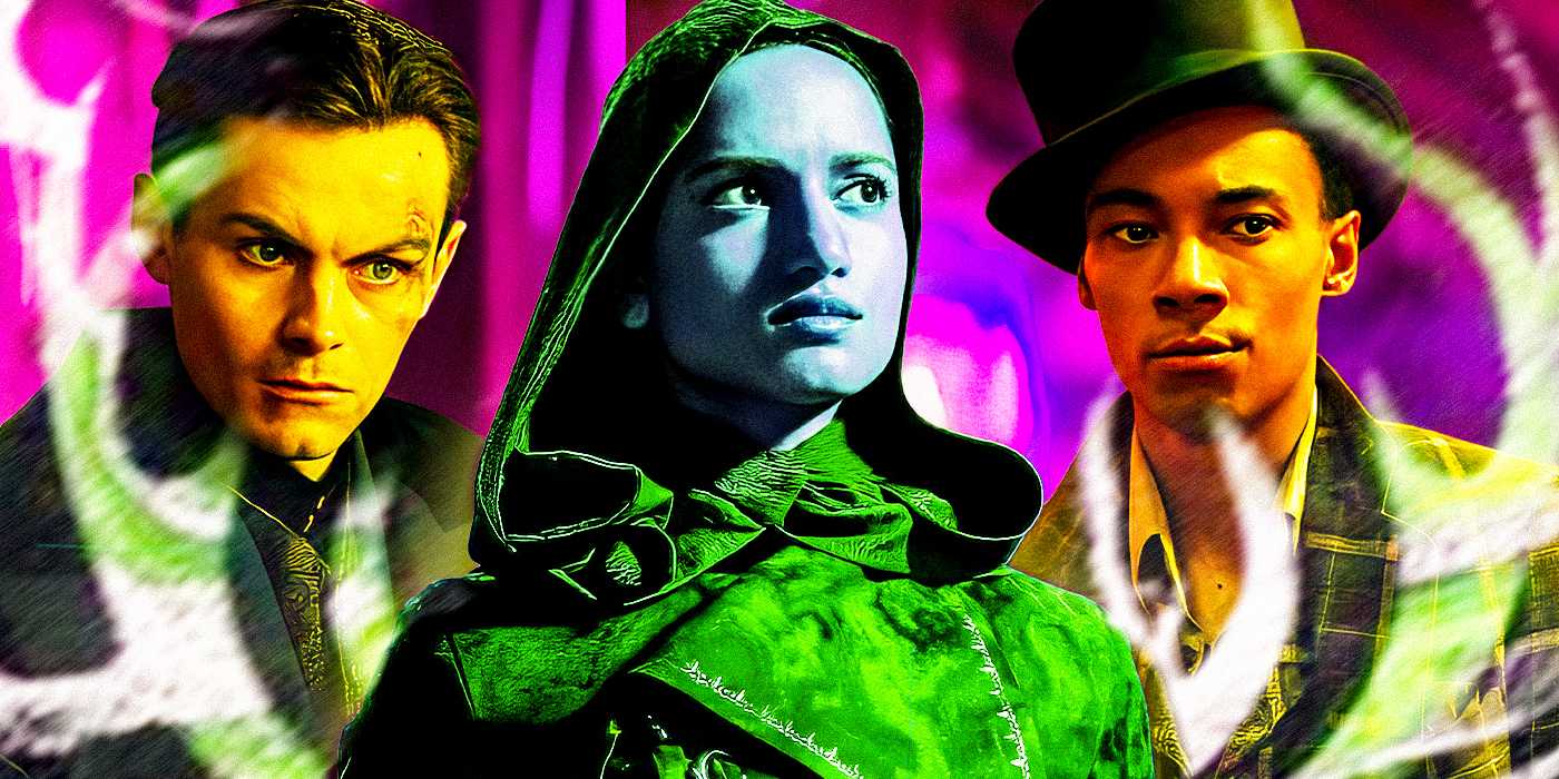 Коллаж с Фредди Картером в роли Каза, Амитой Суман в роли Иней и Кита Йонгом в роли Джеспера Фахи из "Shadow and Bone"