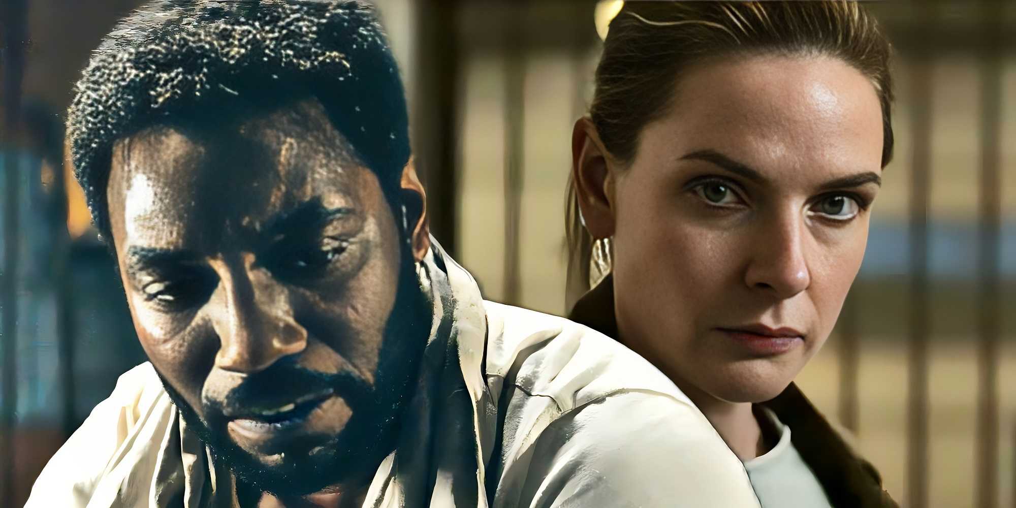 Рэбека Фергюсон в роли Джулиет, смотрящая на Чиназу Уче, заместителя Биллингса, который страдает от "Синдрома"