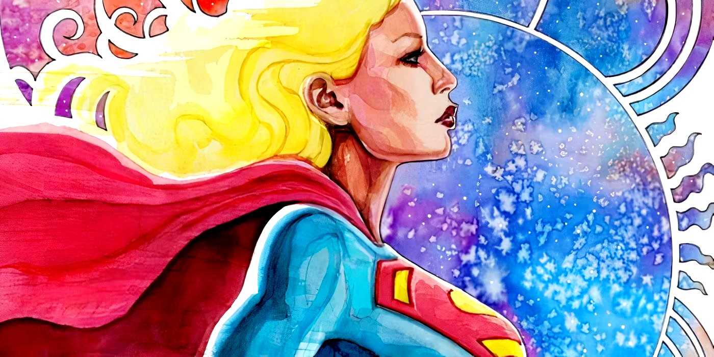 Супергёрл смотрит в одну сторону в комиксах