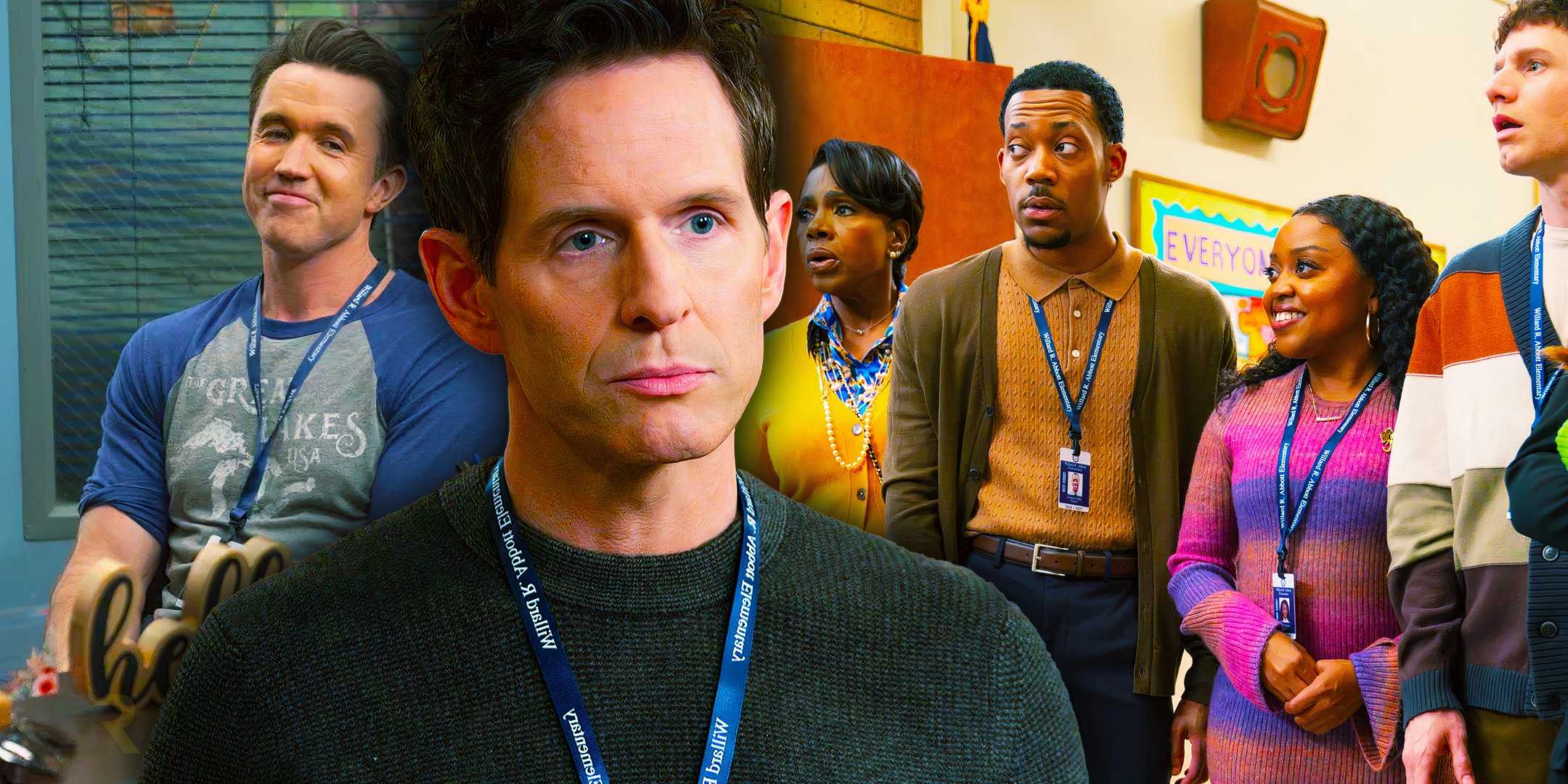 Мак и Деннис из "It's Always Sunny In Philadelphia" и Барбара, Грегори, Джин и Джейкоб из "Abbott Elementary".