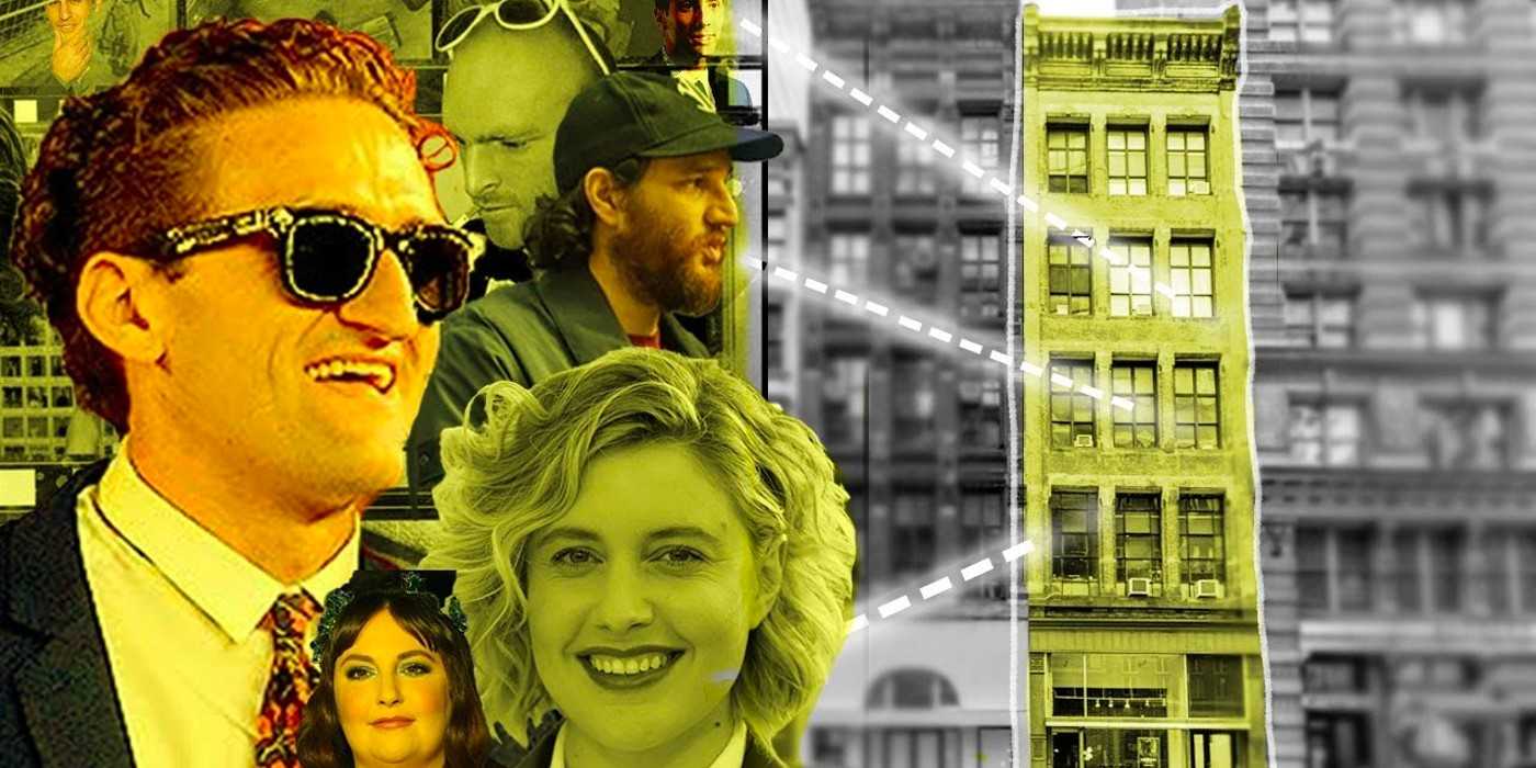 Здание на 368 Broadway в Нью-Йорке, которое связывает режиссеров Кейси Найста, Греты Гервиг, Сафди, Лены Дюхен и Шулманов.