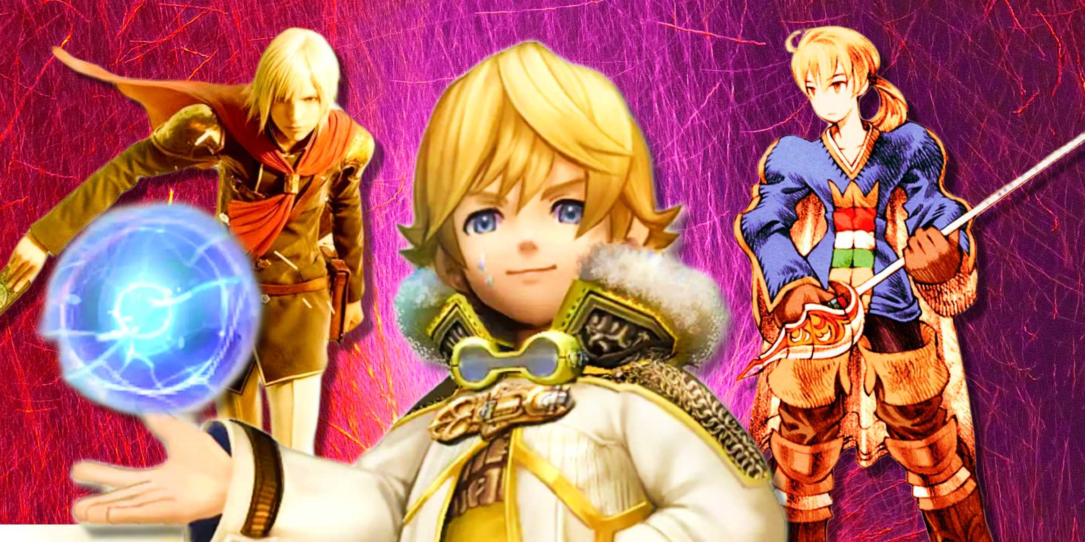 Коллаж персонажей из спин-оффов Final Fantasy: Tactics, Type-0 и Crystal Chronicles.