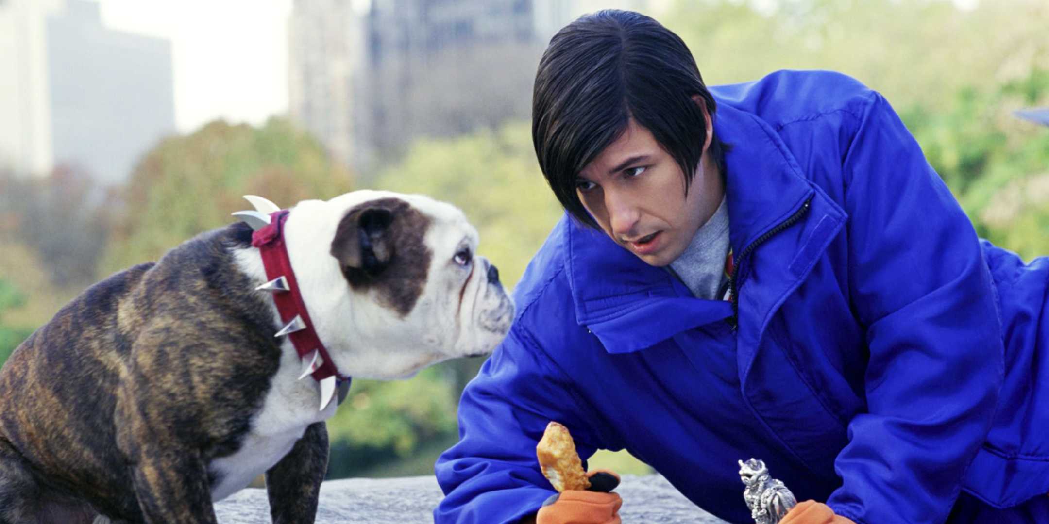 Адам Сандер в роли Литл Ники, разговаривающий с бульдогом