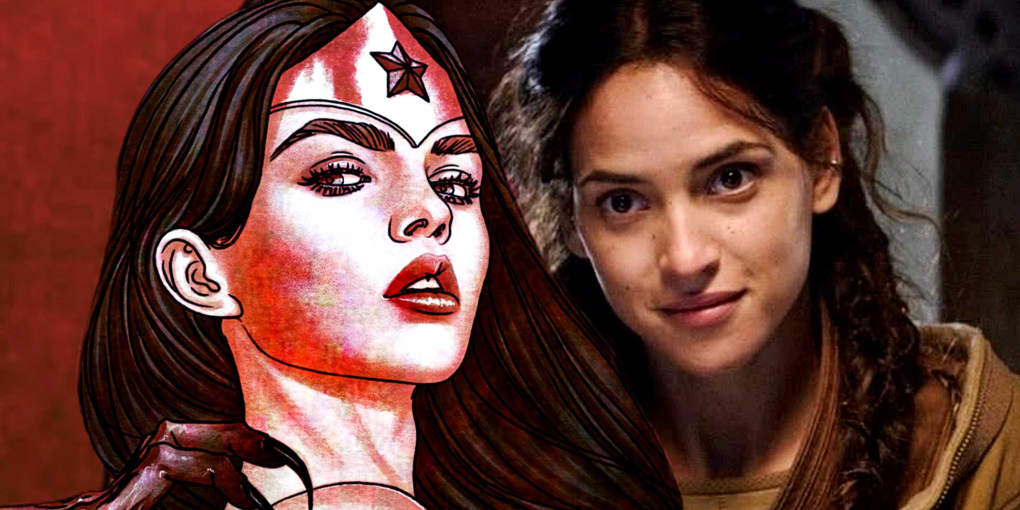 Адриа Архона улыбается, изображая персонажа "Звездных войн" Бикс Келен и Чудо-женщину из комиксов DC