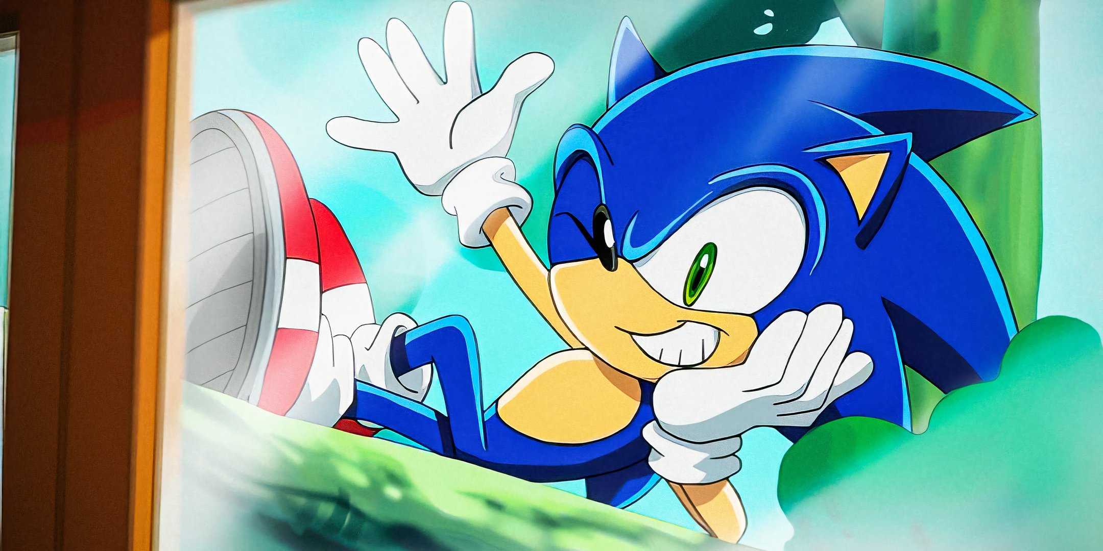 Соник, улыбающийся и машущий в Sonic X