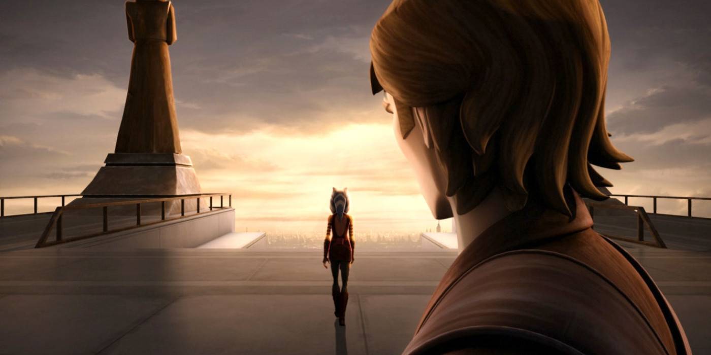 Ашока покидает Орден джедаев в The Clone Wars, когда Анкан наблюдает за ней, как она уходит