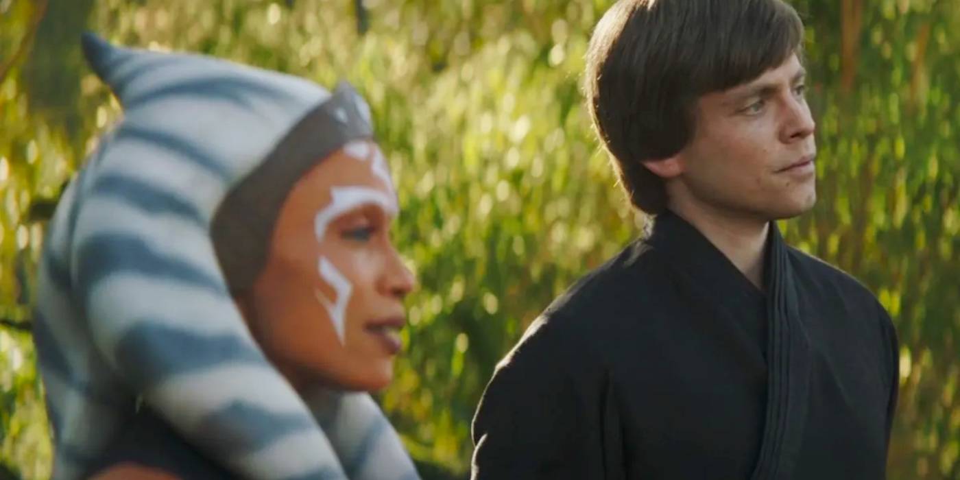 Ашока Тано и Лука Скайуокер в Книге Боба Фетта, стоящие рядом и смотрящие вдаль