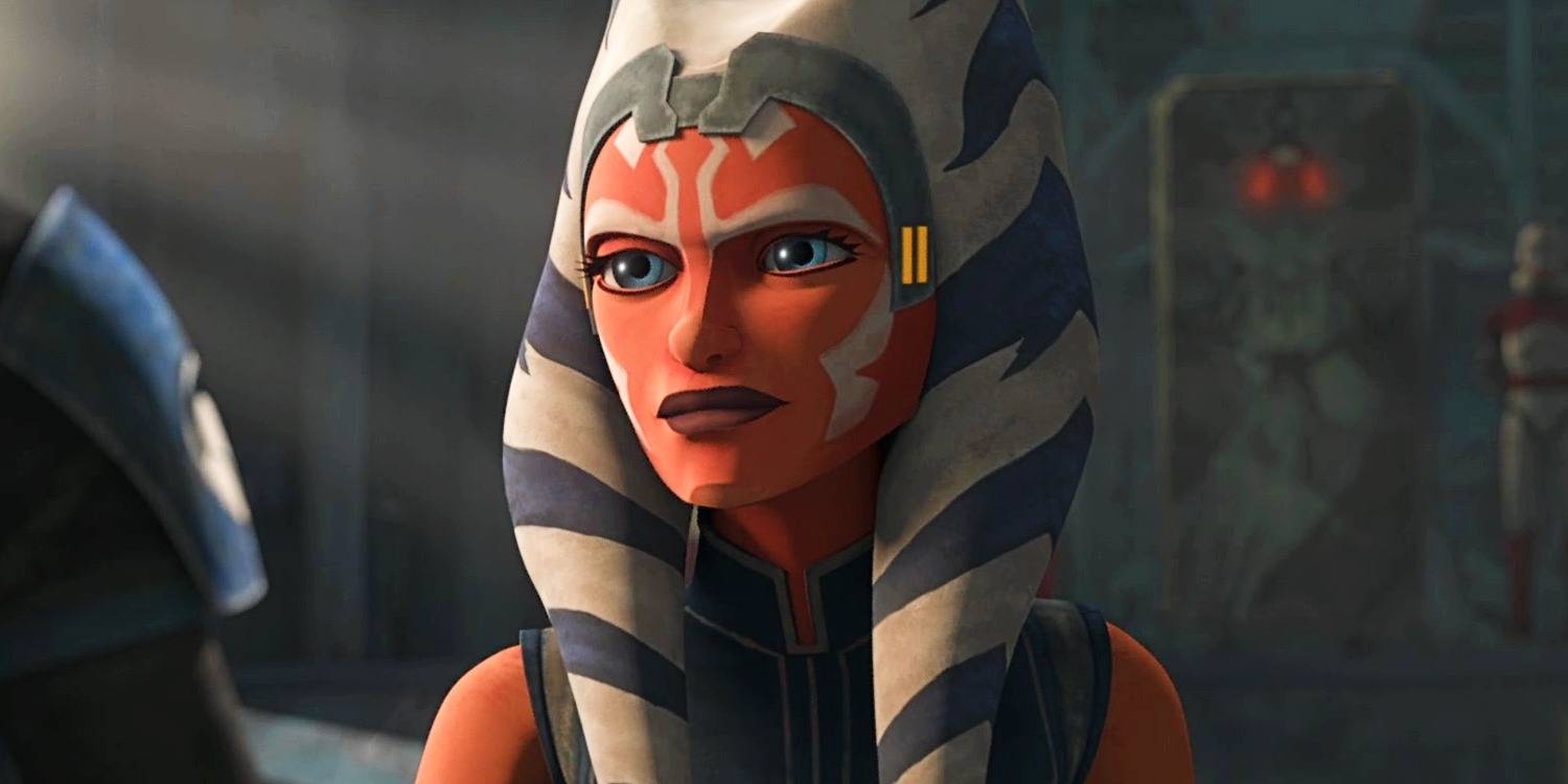 Ашока Тано в 7 сезоне "Клонов Банды", серьезно смотрит