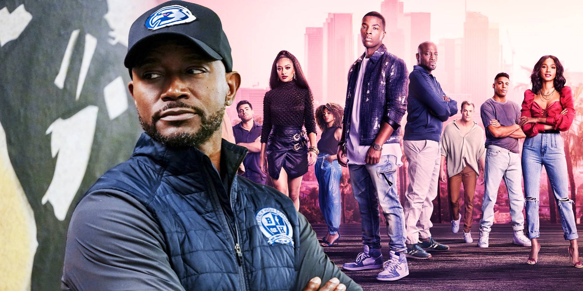 Билл Бейкер с актерами сериала *All American*