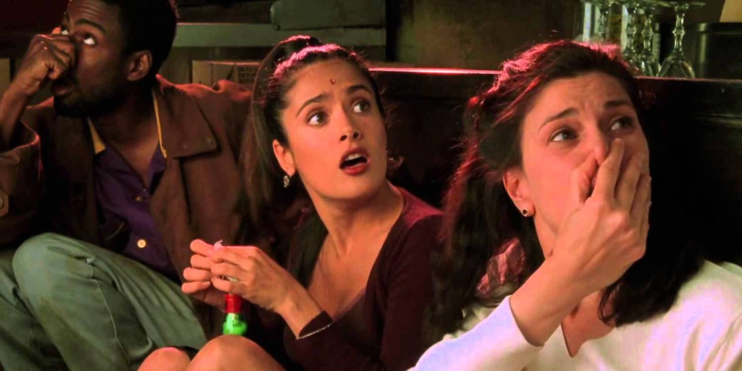 Изображение Сальмы Хаек, выглядящей шокированной в фильме "Dogma"