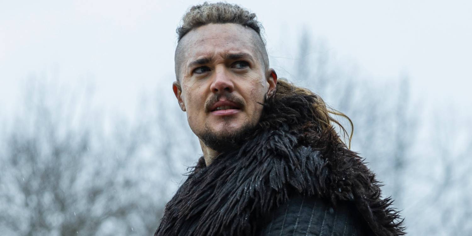 Изображение Утреда (Александр Дреймон) с серьезным выражением лица в *The Last Kingdom: Seven Kings Must Die*