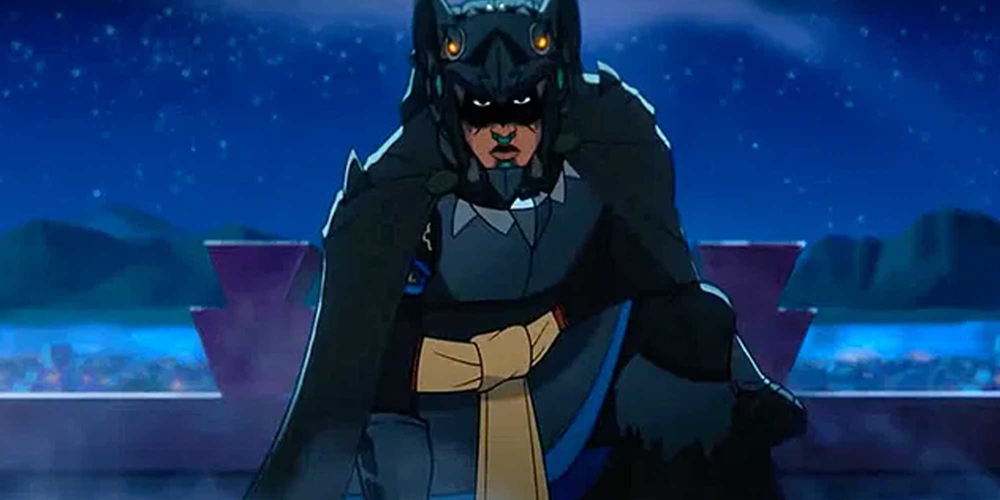 Сцена из "Aztec Batman", где герой смотрит вперед