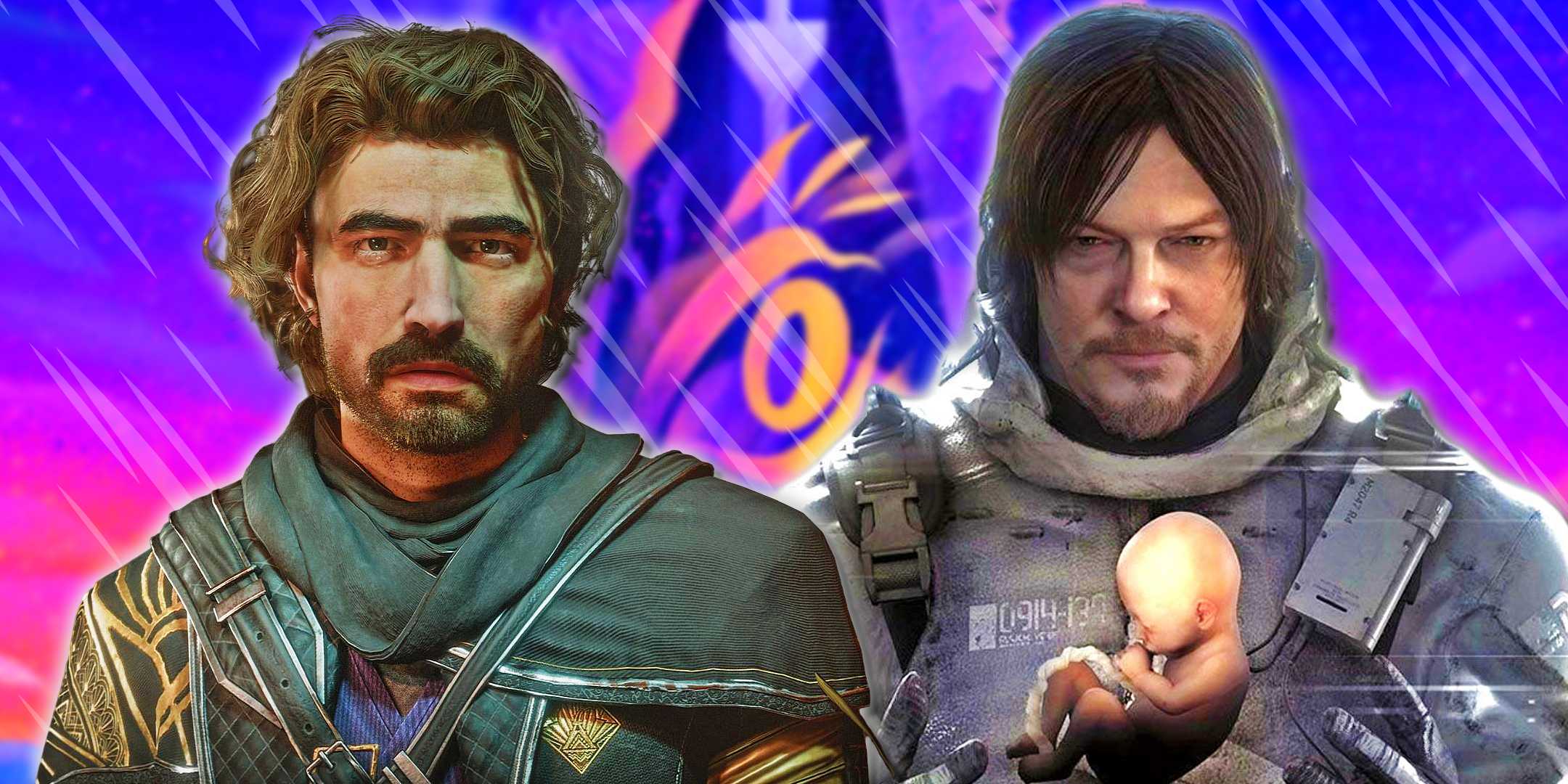 Гюстав из Clair Obscur и Сэм Брайдж из Death Stranding позируют перед артом для Before Your Eyes.