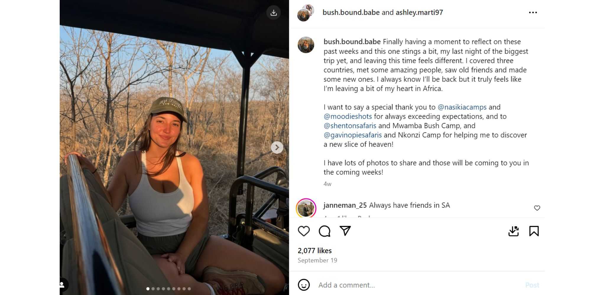 Фото Эшли Марти из "Below Deck Sailing Yacht" в сафари