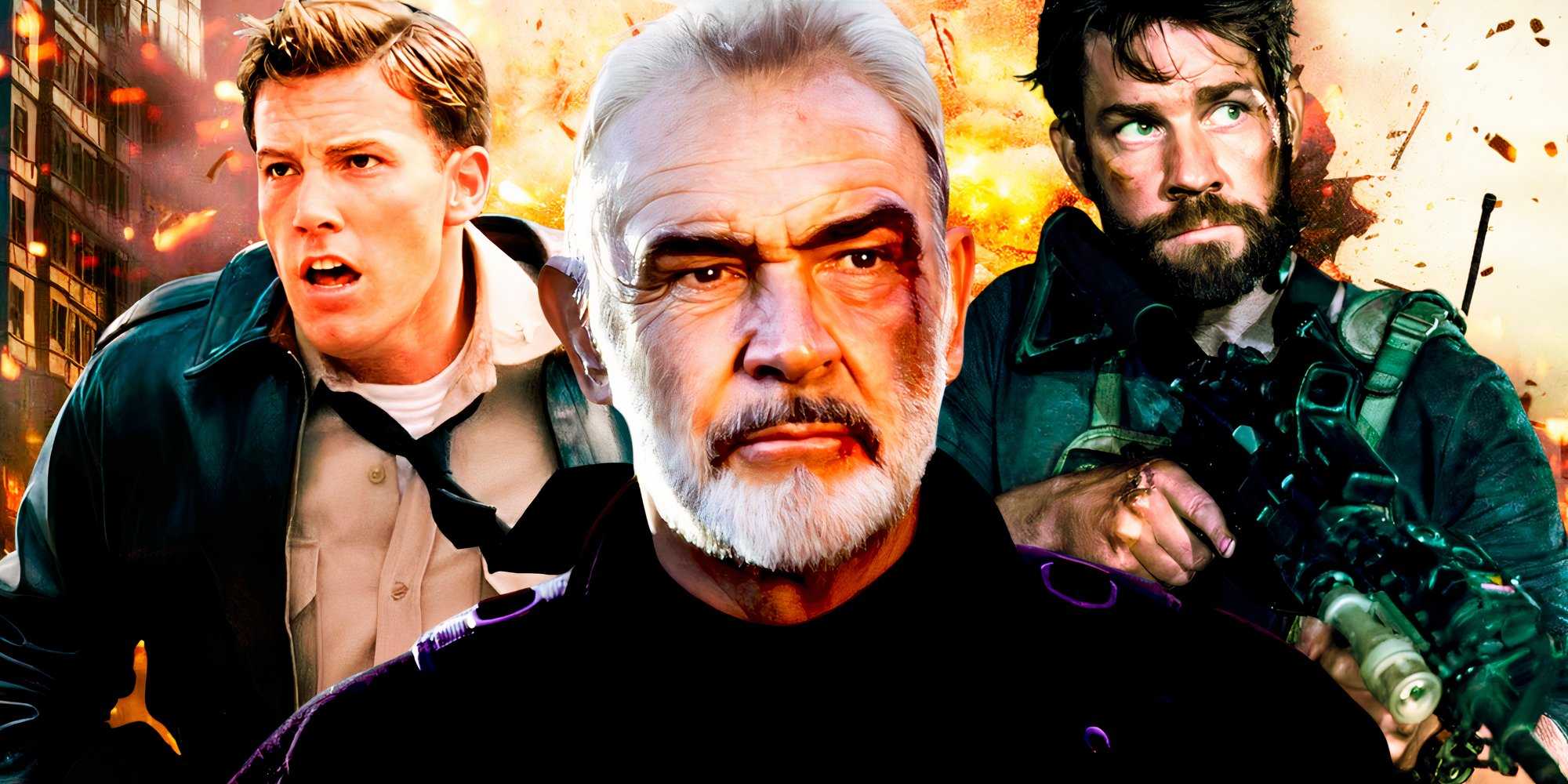 Бен Аффлек в роли Рафа Маккоули в фильме "Pearl Harbor", Шон Коннери в роли Джона Патрика Мейсона в фильме "Th"