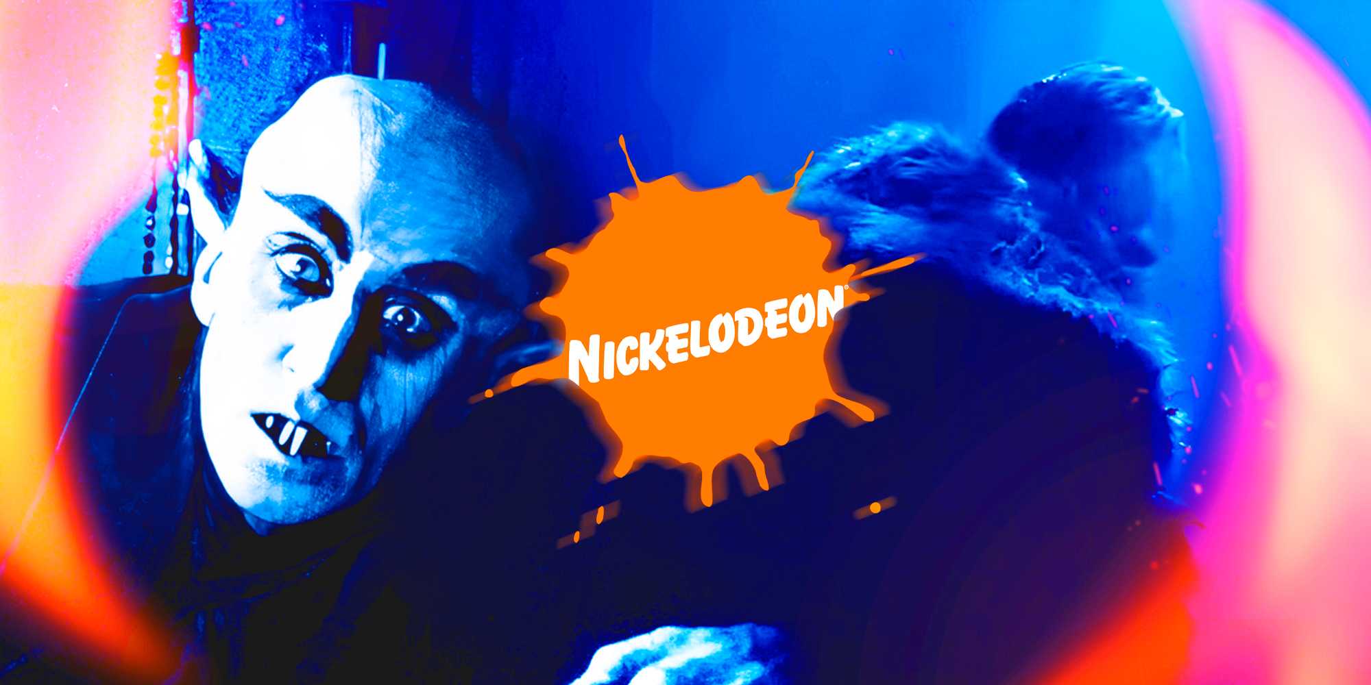 Граф Орлок, сыгранный Биллом Скарсгардом, и граф Орлок, сыгранный Максом Шрек, и логотип Nickelodeon