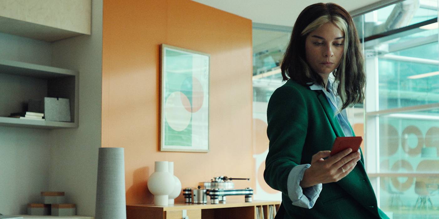 Black Mirror Joan is Awful Annie Murphy as Joan in her office