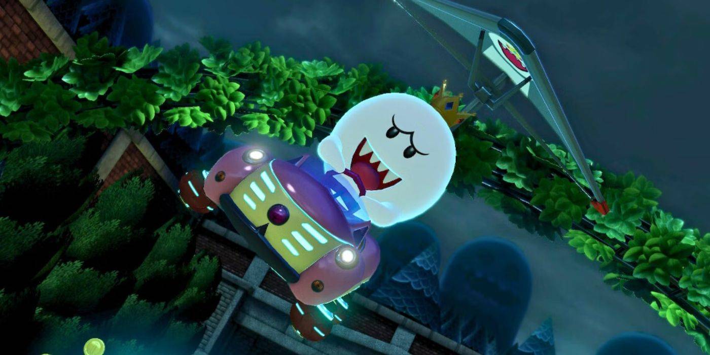 Крупный план из Mario Kart 8 Deluxe, где БУ в Cat Cruiser Kart