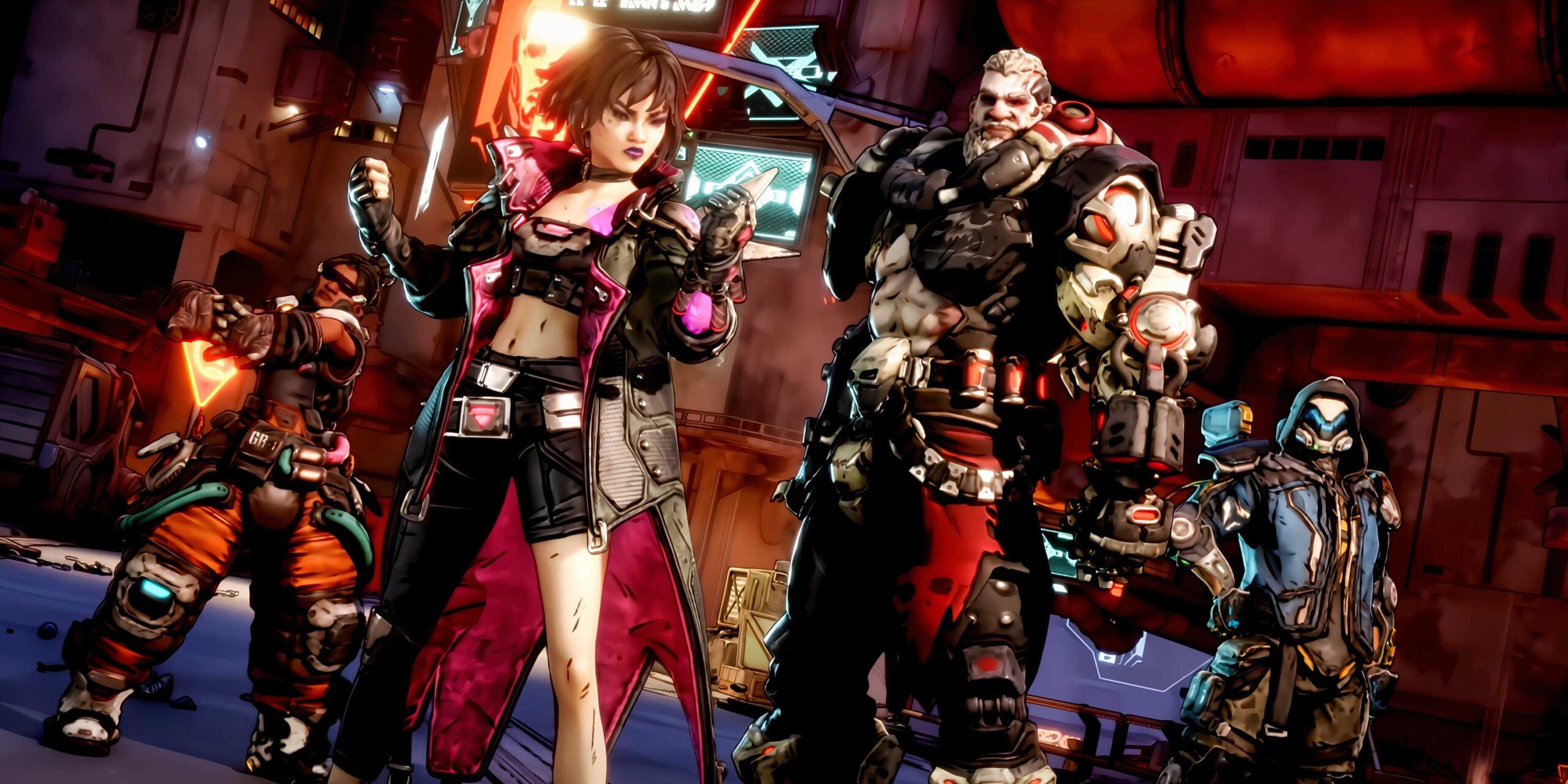 Все четыре персонажа Borderlands 4, "Vault Hunters", выстроились рядом друг с другом.