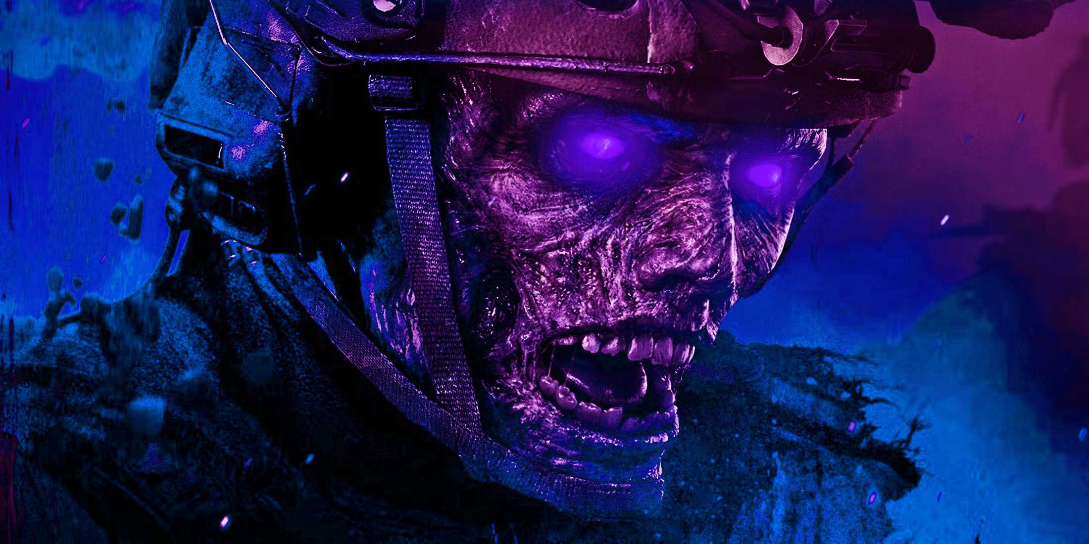 Зомби из Call of Duty в фиолетовом свете