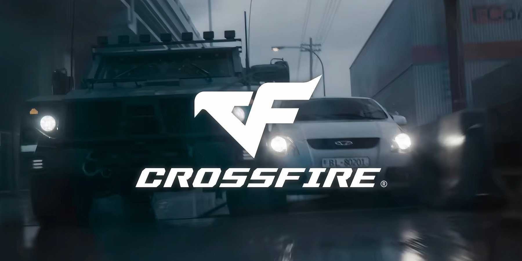 Автомобили, едущие рядом друг с другом с логотипом Crossfire впереди, из *Секретного уровня*